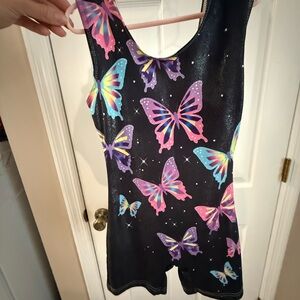 Colorful Butterfly Print Gymnastics Leotard